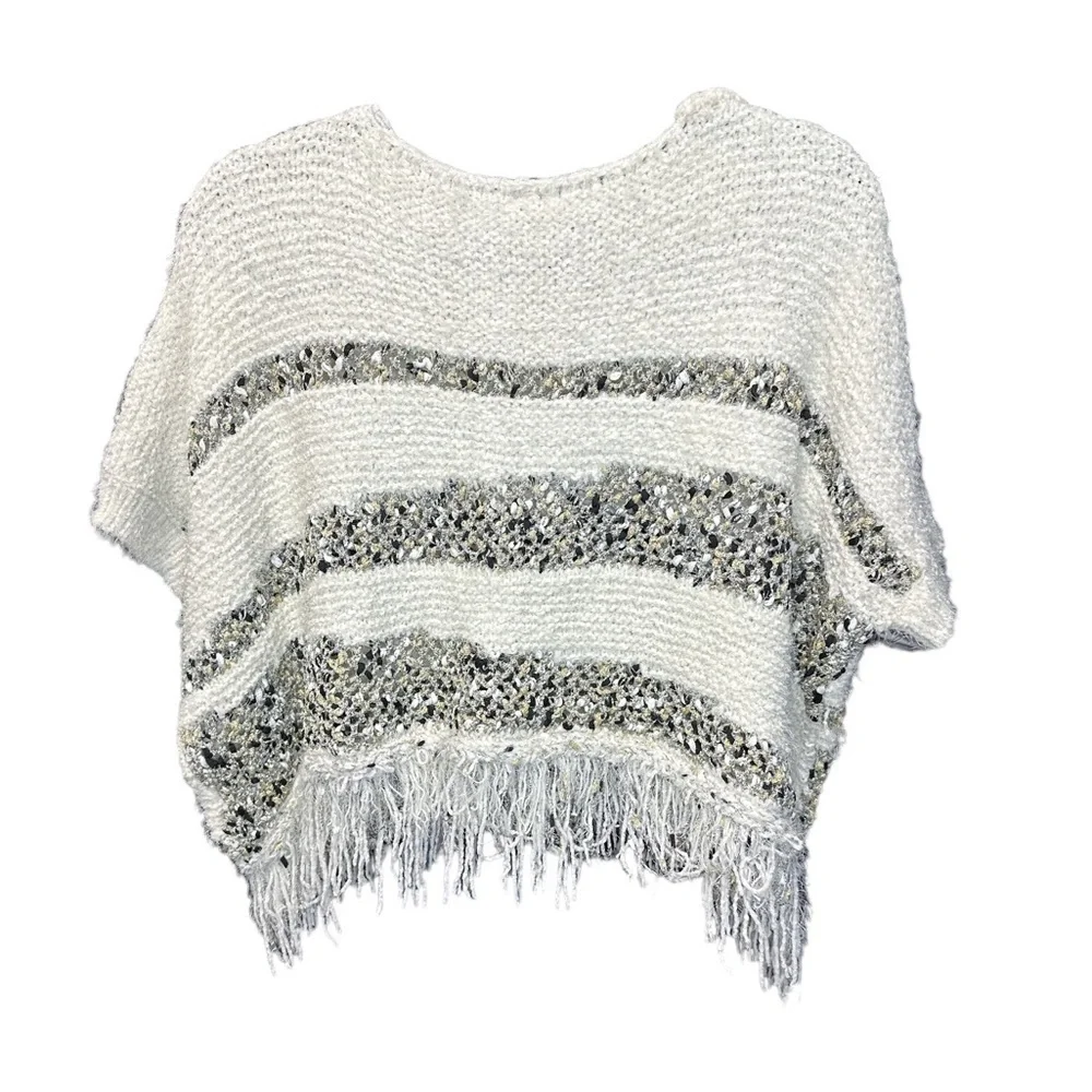 Anthropologie Moth Fringe Trim Poncho Size: S - Picture 2 of 4